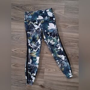 Athleta floral athletic leggings small‎ like new blue green tropical Hawaiian